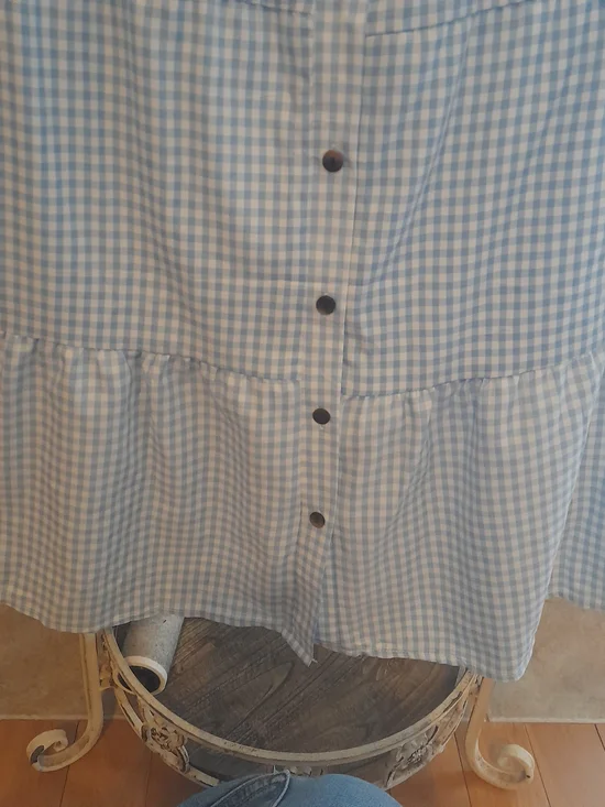 Blue Gingham Button-Front Mini Dress - Picture 5 of 7